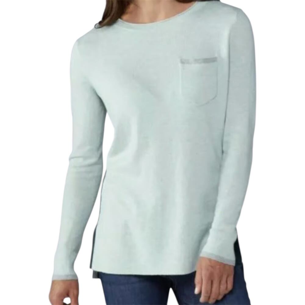SmartWool Shadow Pine Colorblock Crew Sweater Regular Frosty Green Heather XS